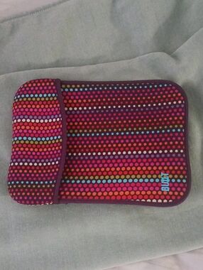 Colorful Polka Dot Tech Sleeve with Blue 'Built Logo